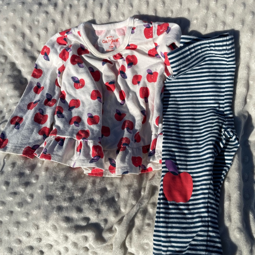 Cat & Jack Kids Set - Red Apples and Navy Stripes